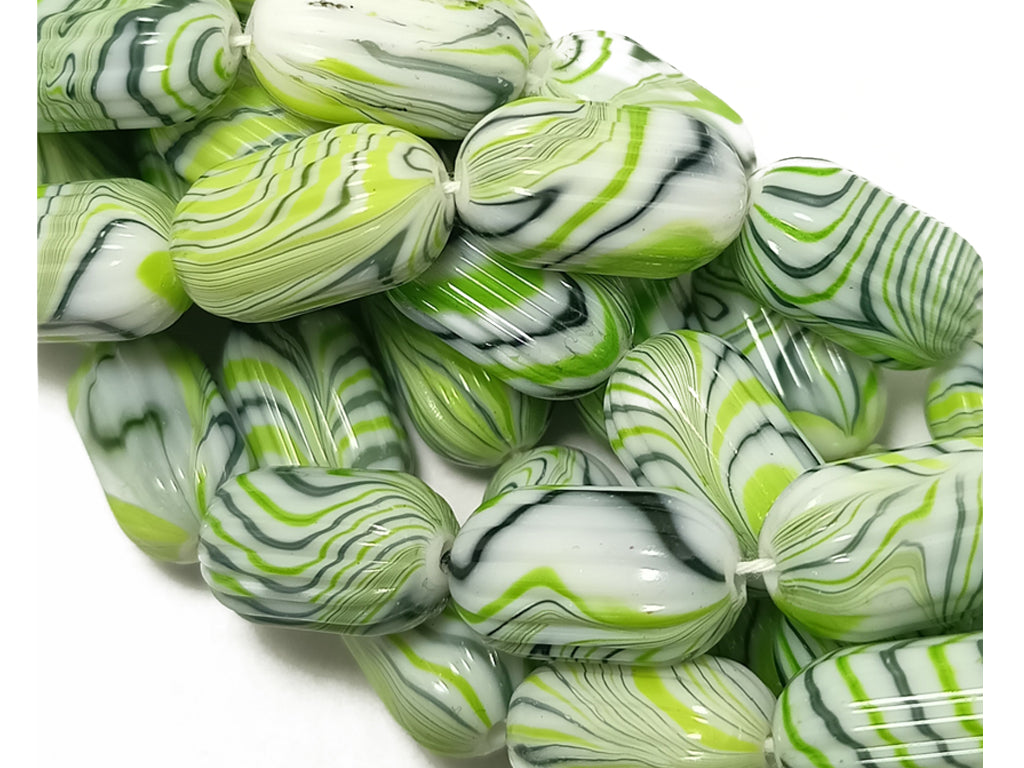 Multicolor Printed Oval Acrylic Beads