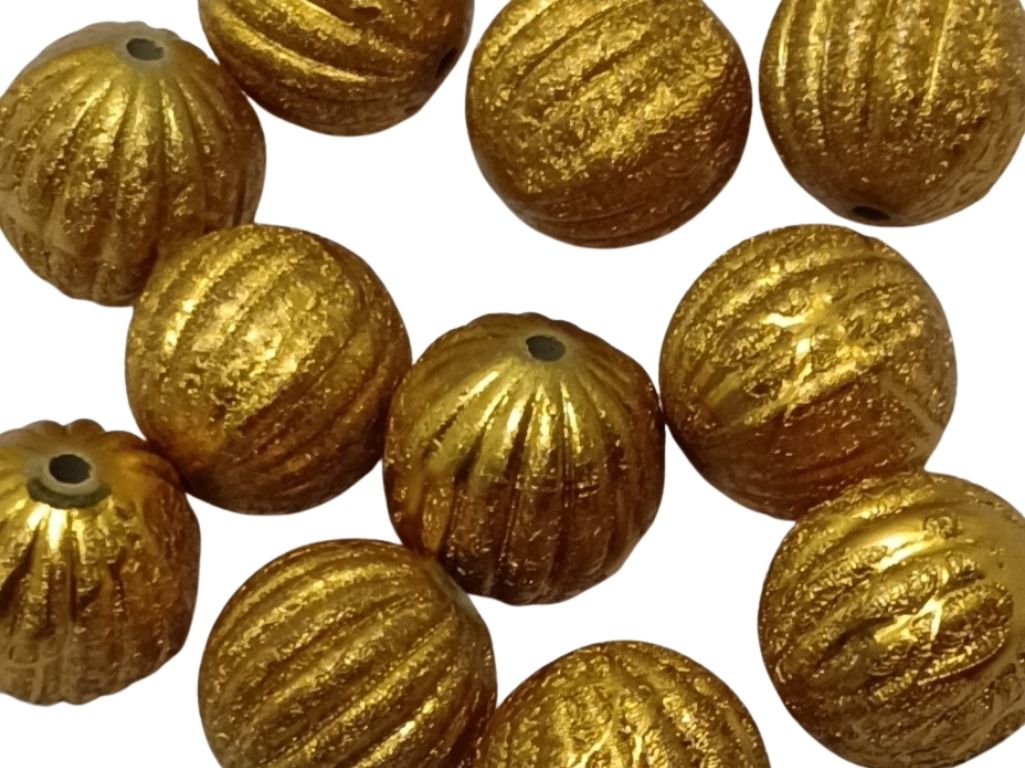 Golden Round  Zari Acrylic Beads
