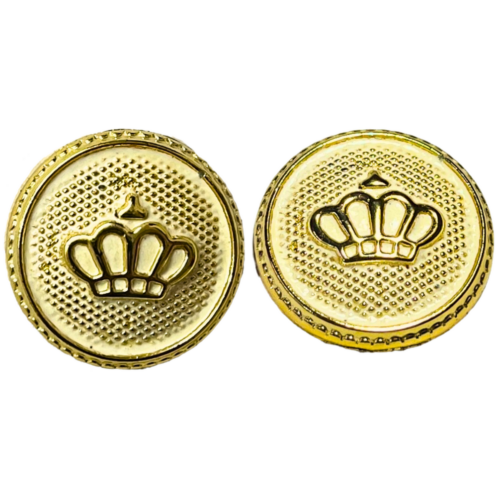White & Golden King’s & Queen’s Favourite Crown Design Round Shank Plastic Button White and Golden Colour for Coat, Suit, Blazer, Sherwani, Nehru Jacket and for all Types of Clothes