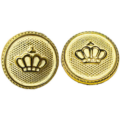 White & Golden King’s & Queen’s Favourite Crown Design Round Shank Plastic Button White and Golden Colour for Coat, Suit, Blazer, Sherwani, Nehru Jacket and for all Types of Clothes