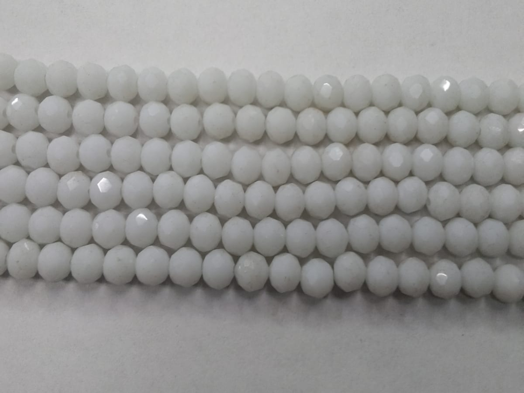 White Opaque Tyre Crystal Glass Beads (Wholesale