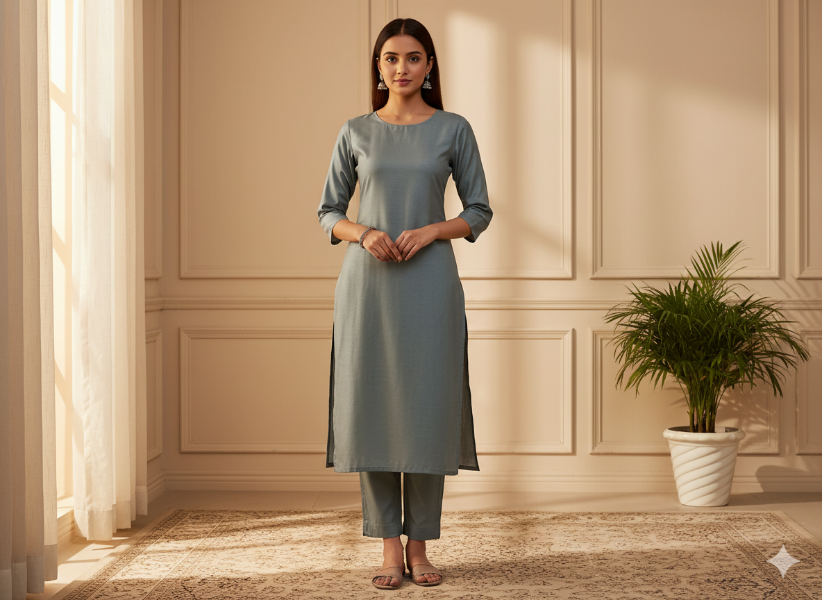 शैडो ग्रे प्लेन ग्लेज्ड कॉटन फ़ैब्रिक (थोक)