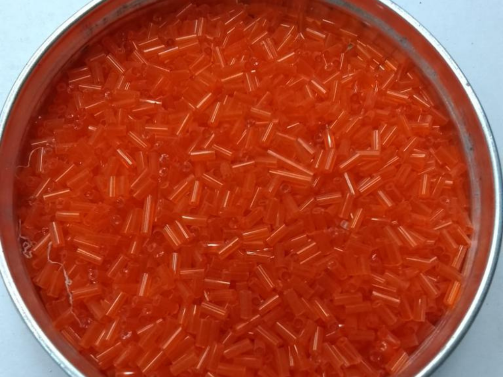 Orange Transparent Pipe Glass Seed Beads- 4.5 mm