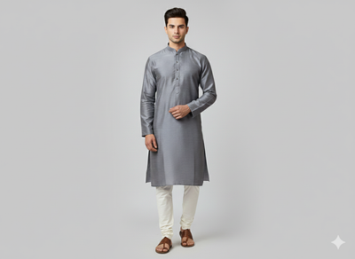 Smoke Gray Plain Bangalore Raw Silk Fabric  (Wholesale)