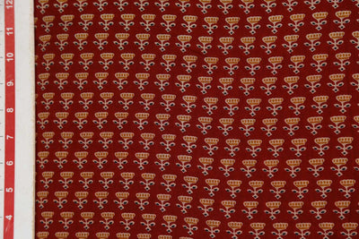 Precut Of 1 Meter Of Maroon Traditional Printed Cotton Cambric Fabric