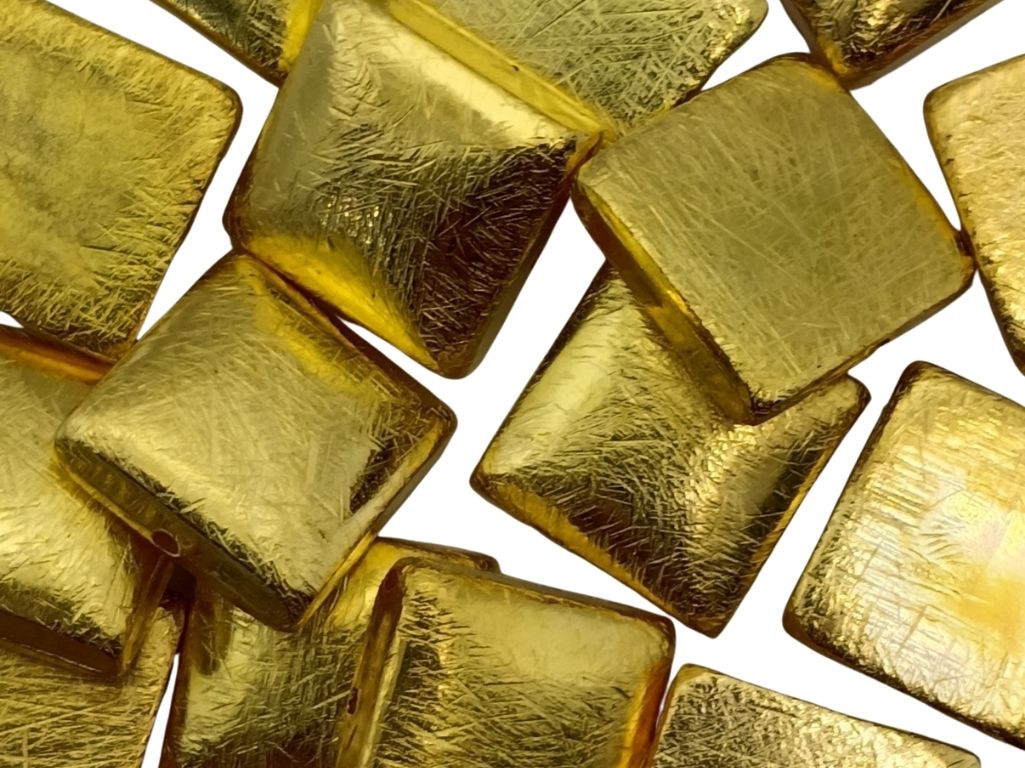 Golden Square Zari Acrylic Beads