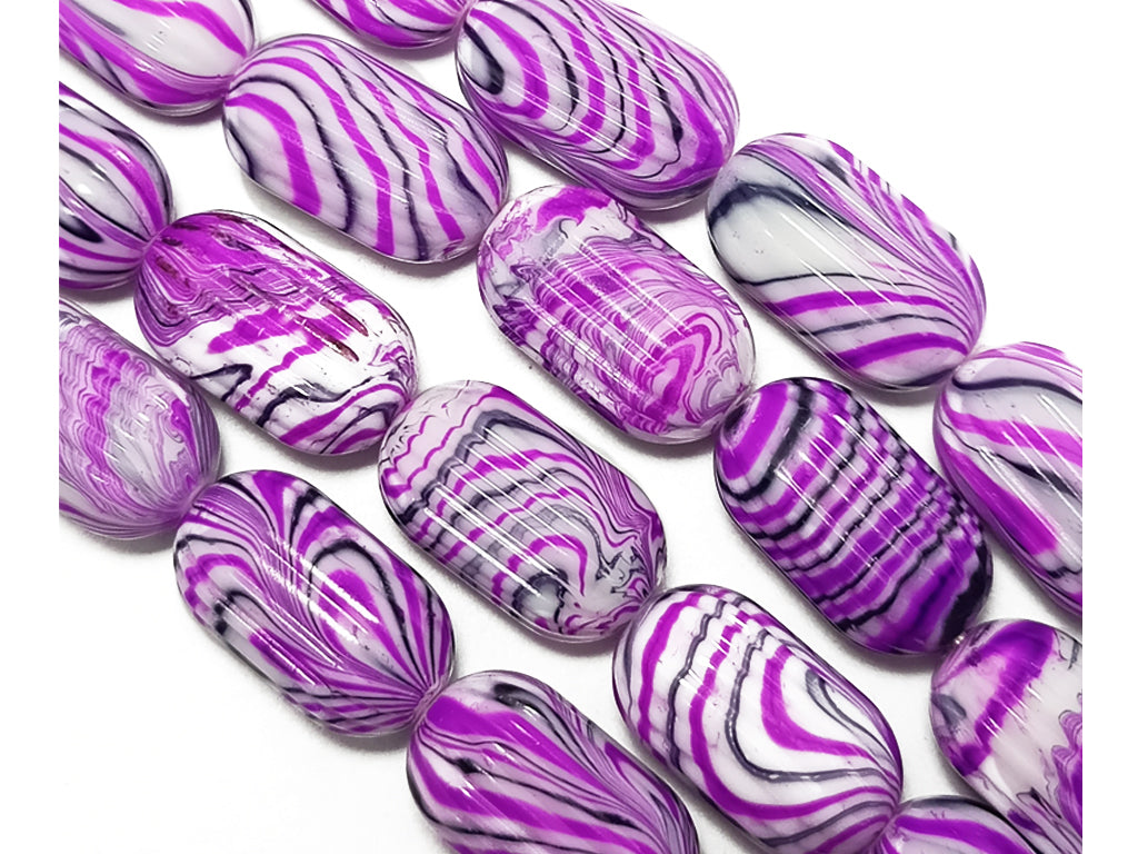 Multicolor Printed Oval Acrylic Beads