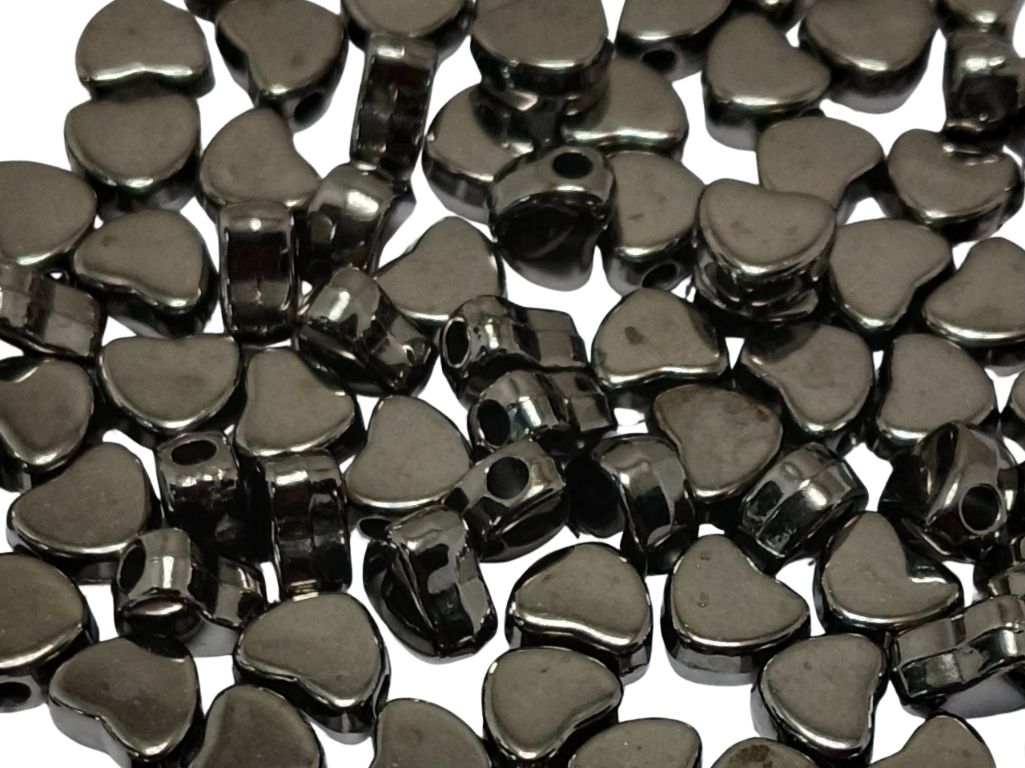 Gun Metal Heart Acrylic Beads
