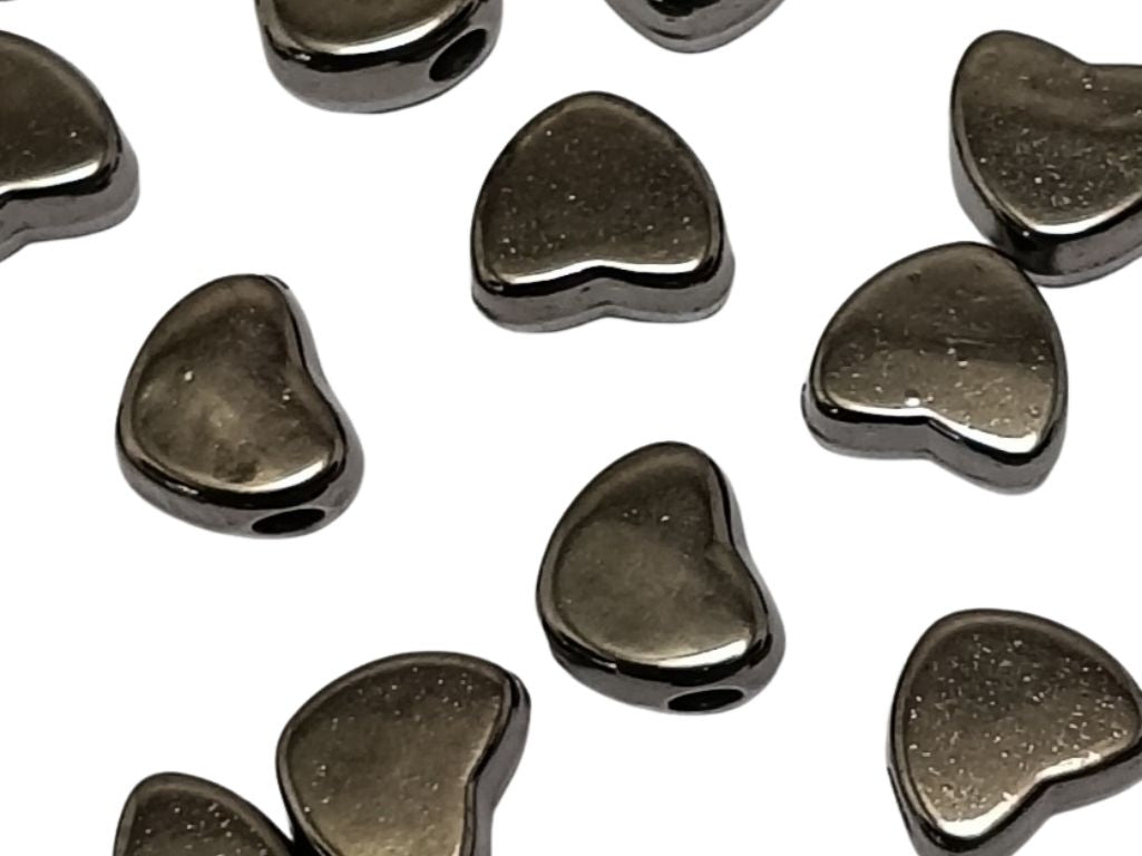 Gun Metal Heart Acrylic Beads