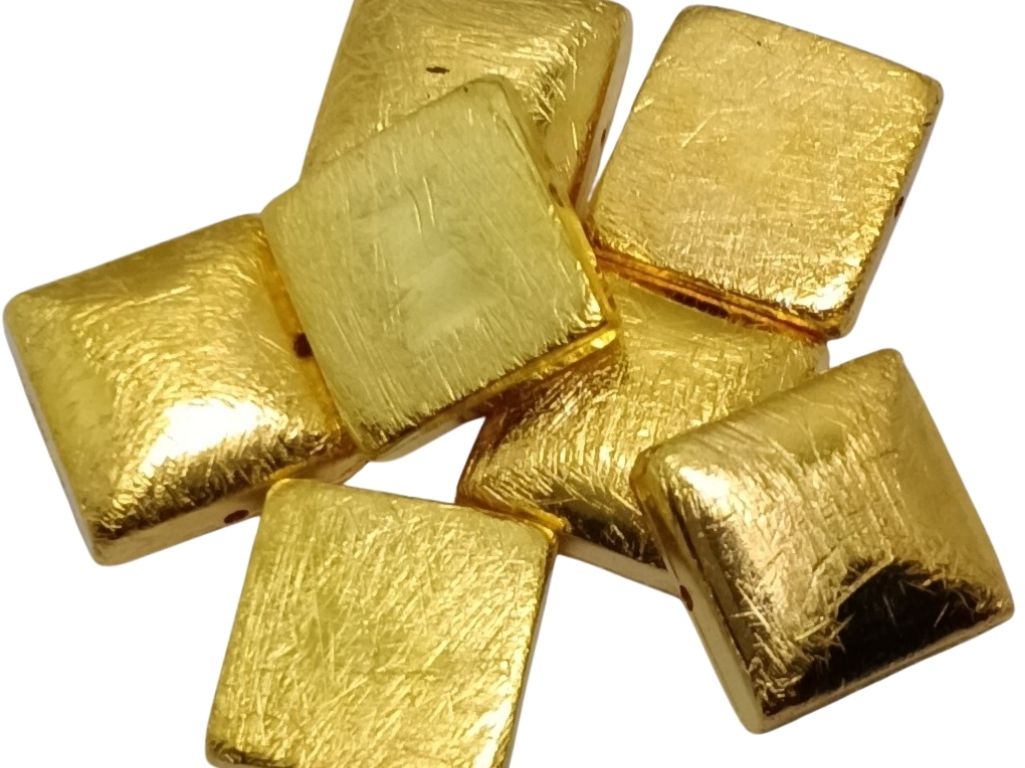 Golden Square Zari Acrylic Beads