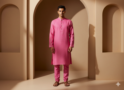 गुलाबी सादा सूती लिनन कपड़ा