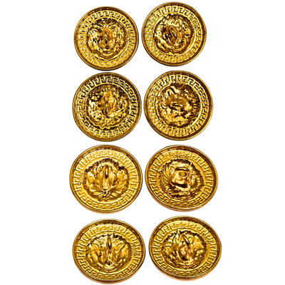 Golden Lion Face Antique Design Round Shank Metal Button