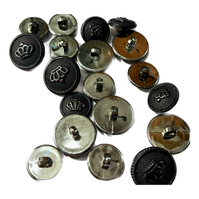 Black Crown Circular Metal Buttons