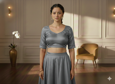 Smoke Gray Plain Bangalore Raw Silk Fabric  (Wholesale)