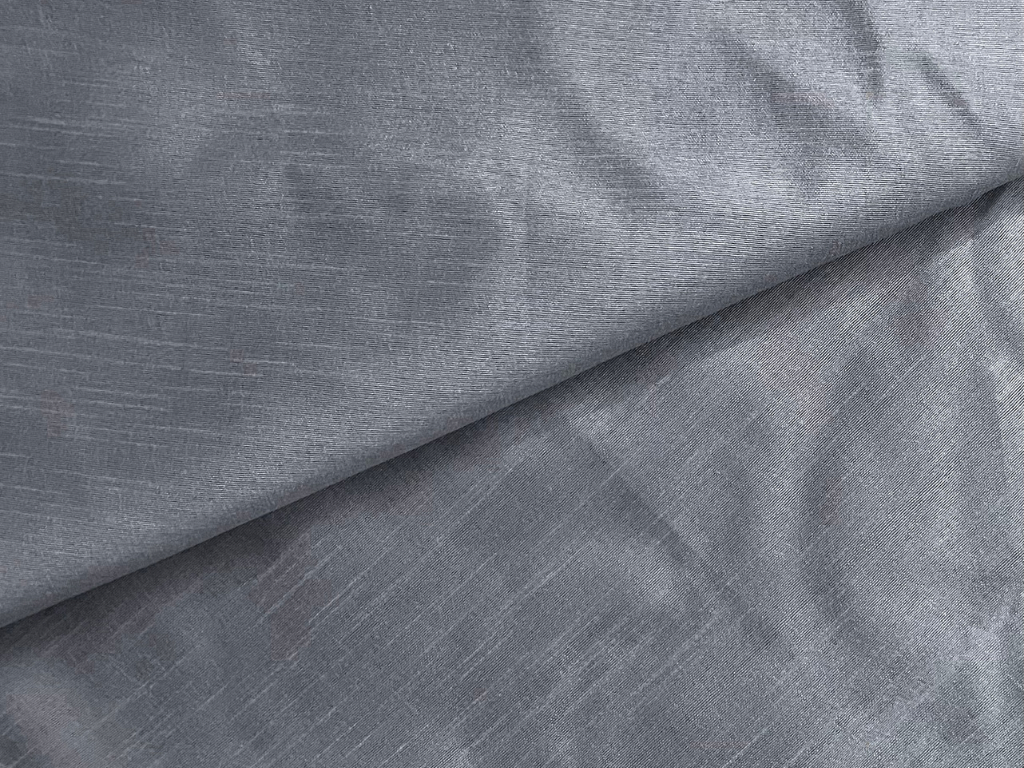 Steel Gray Plain Bangalore Raw Silk Fabric  (Wholesale)