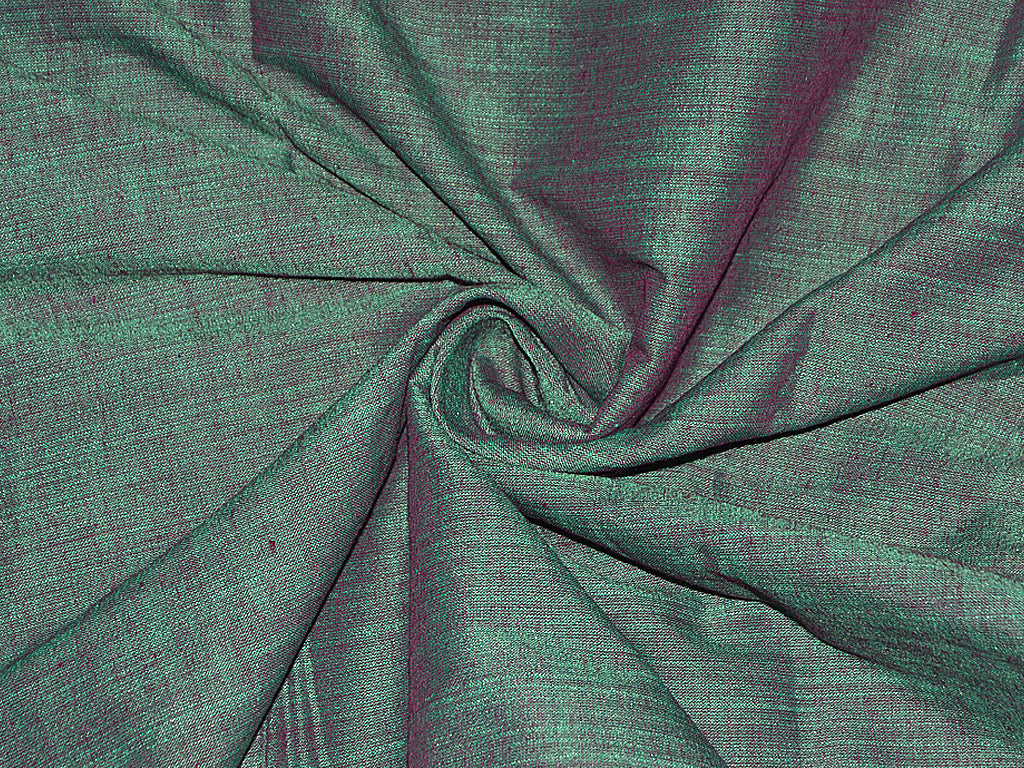 Green & Purple Plain Cotton Khadi Fabric