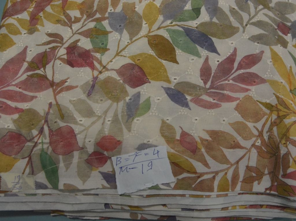 White 100 % Pure Cotton Chikan Embroidered Fabric