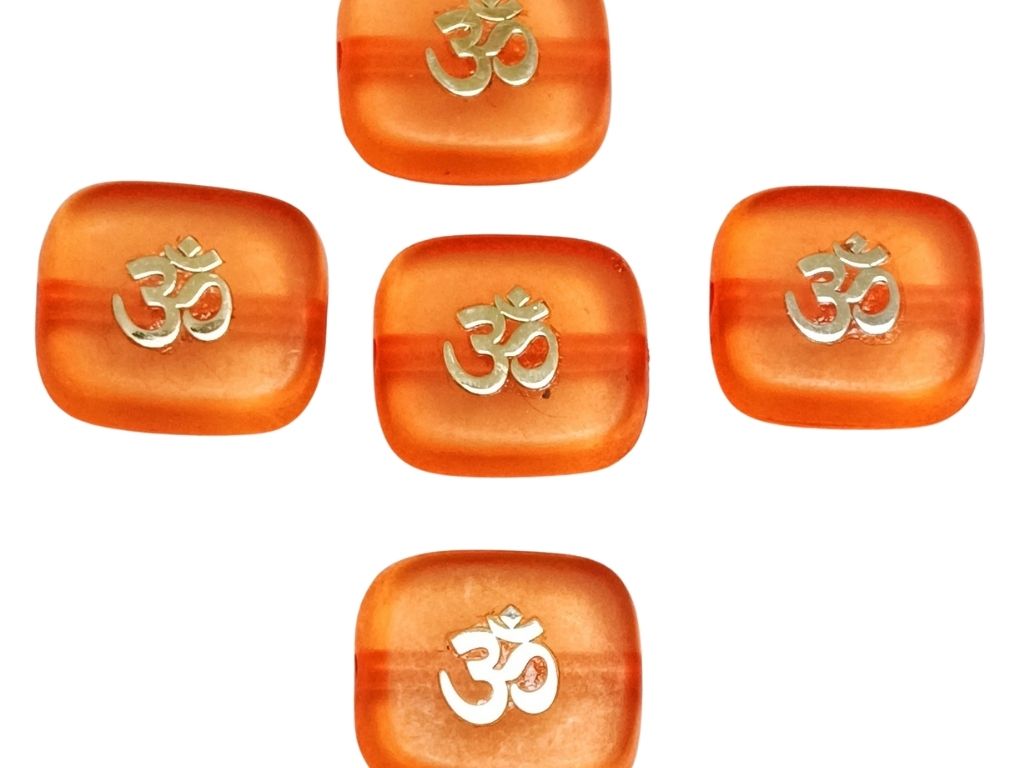 Dark Orange Rectangular Resign Om Charms