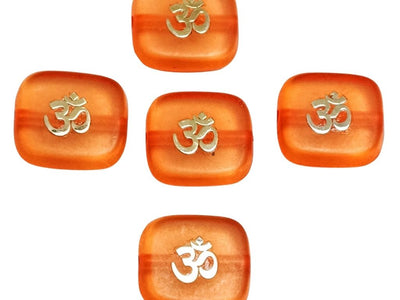 Dark Orange Rectangular Resign Om Charms