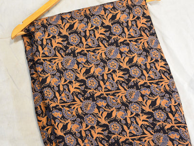 Black Kalamkari Pure Cotton Fabric