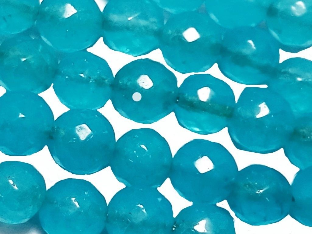 Teal Blue 8 mm Rondelle Jade Quartz Stones