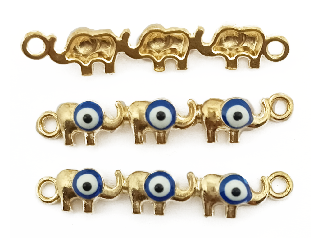 Golden & Blue Elephant Enamel Metal Charms