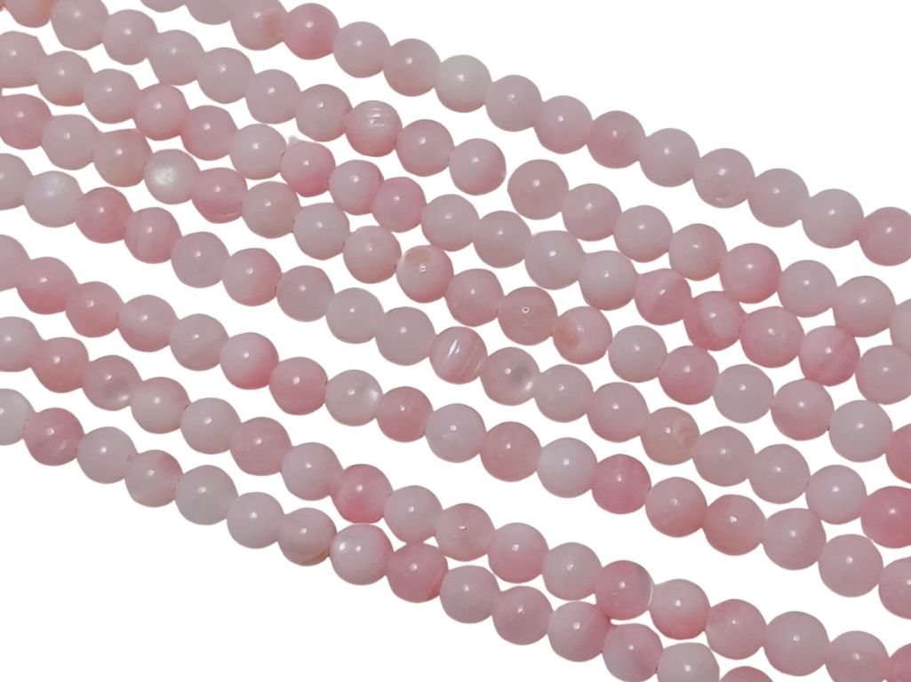 Baby Pink Spherical Glossy Mother of Pearl Beads