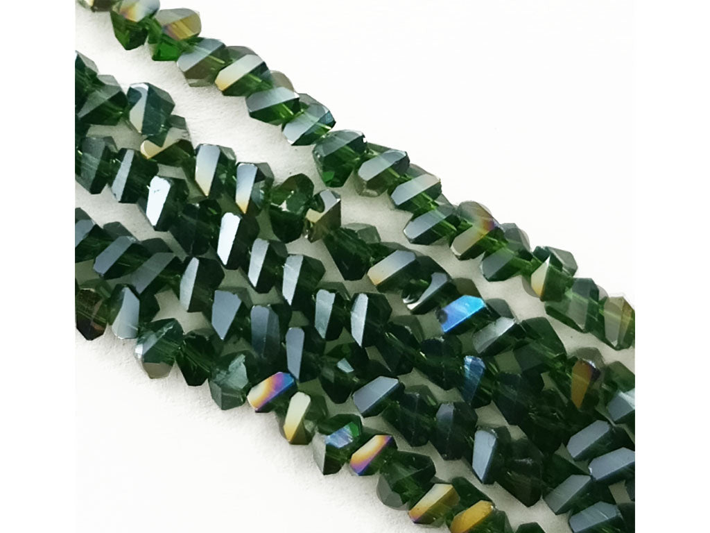 Green Uncut Designer Glass Crystal Beads