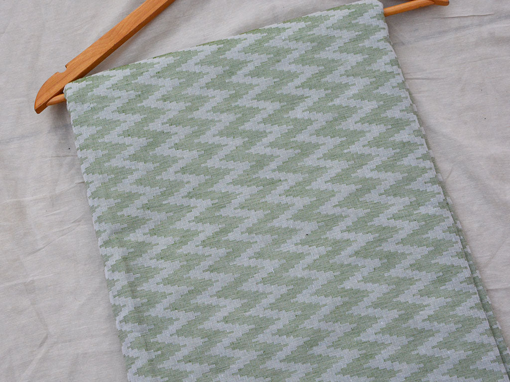 Pista Green Chevron Pattern Pure Cotton Jacquard Fabric