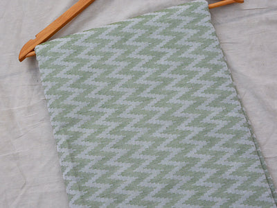 Pista Green Chevron Pattern Pure Cotton Jacquard Fabric