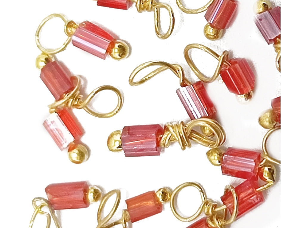 Red & Golden Glass Loreal Beads With Hook