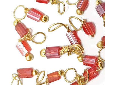 Red & Golden Glass Loreal Beads With Hook