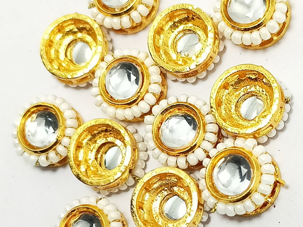 White & Golden Circular Kundan Stones