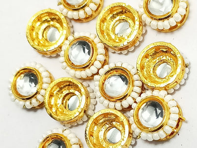 White & Golden Circular Kundan Stones