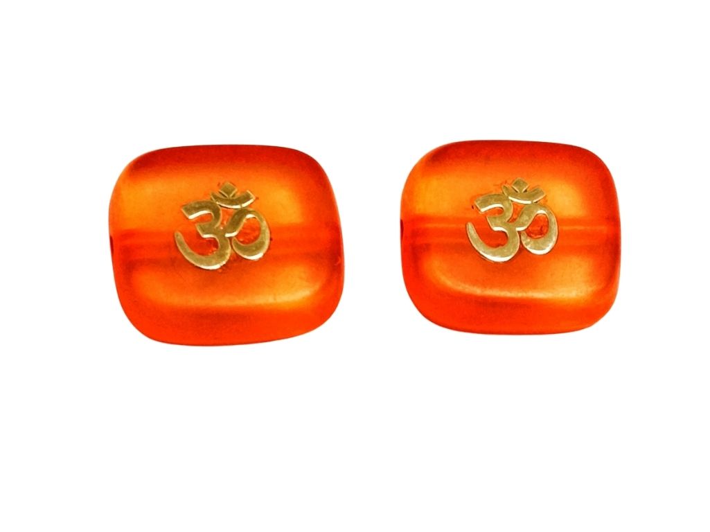 Dark Orange Rectangular Resign Om Charms