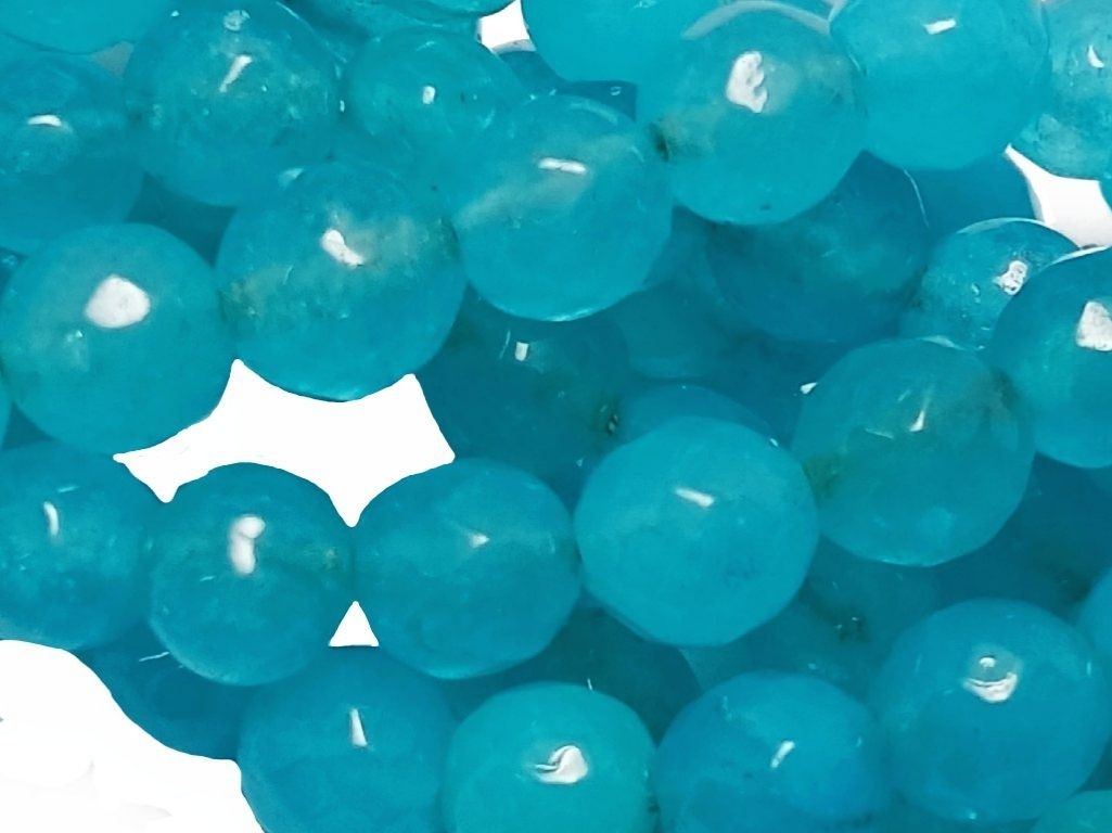 Teal Blue 8 mm Rondelle Jade Quartz Stones