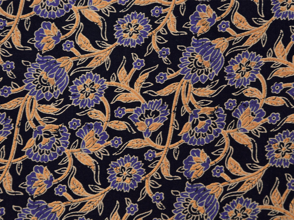 Black Kalamkari Pure Cotton Fabric