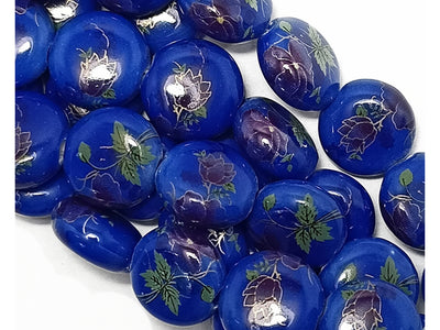 Blue Round Printed Ceramic Beads