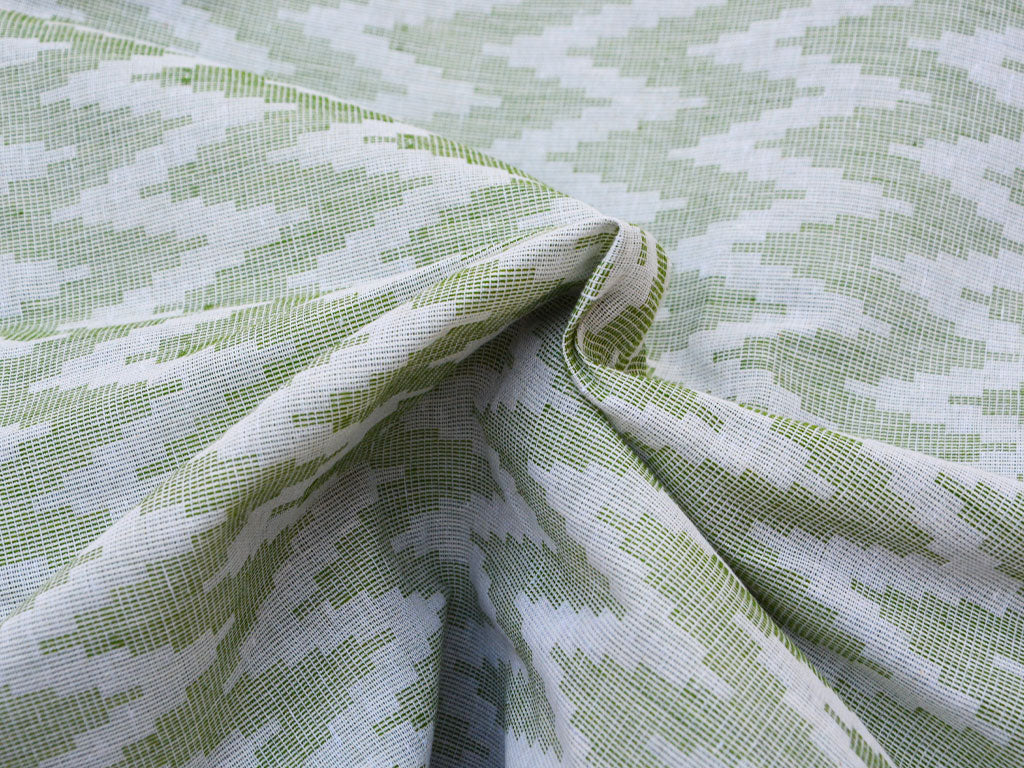 Pista Green Chevron Pattern Pure Cotton Jacquard Fabric