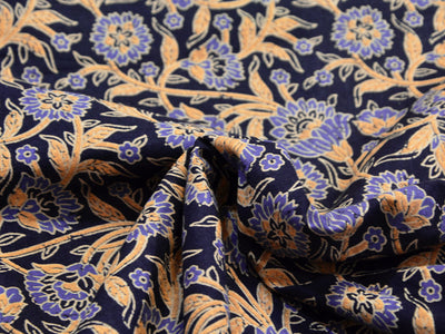 Black Kalamkari Pure Cotton Fabric