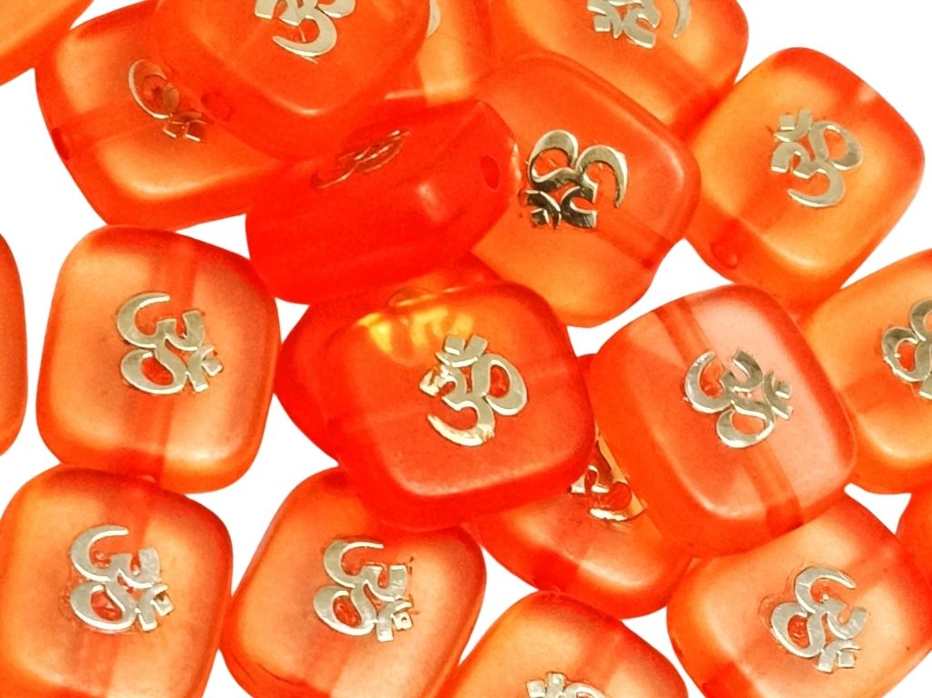 Dark Orange Rectangular Resign Om Charms