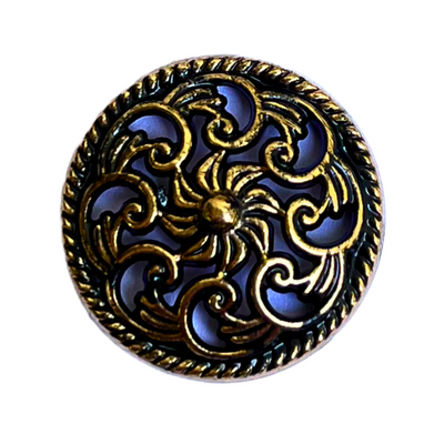 Black & Golden Elegant Traditional Designer Round 1 Hole Metal Buttons