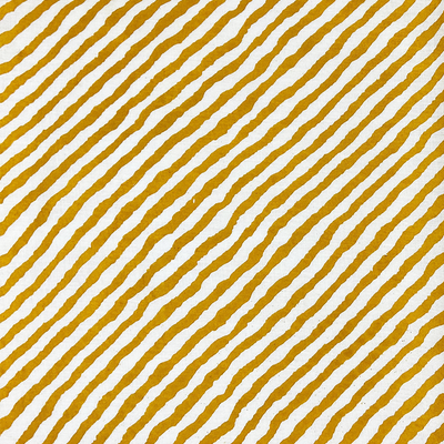 Mustard Yellow & White Stripes Printed Cotton Fabric