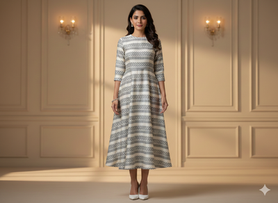 सफ़ेद और ग्रे स्ट्राइप्स पैटर्न शुद्ध कॉटन जैक्वार्ड फ़ैब्रिक