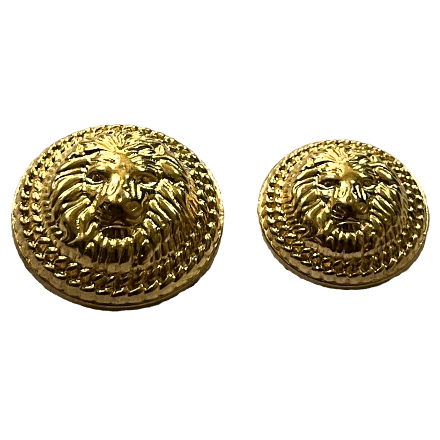 Pure Golden Color Fearless Lion Face Shape 1 Hole Round Metal Buttons