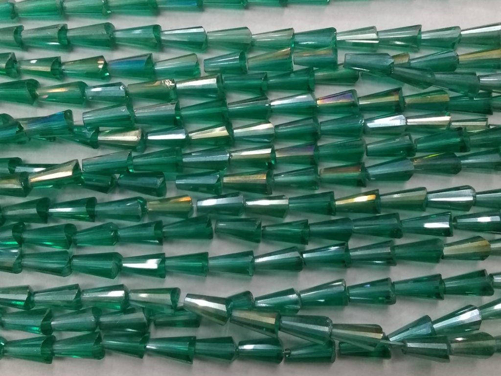 Green Conical Crystal Glass Beads