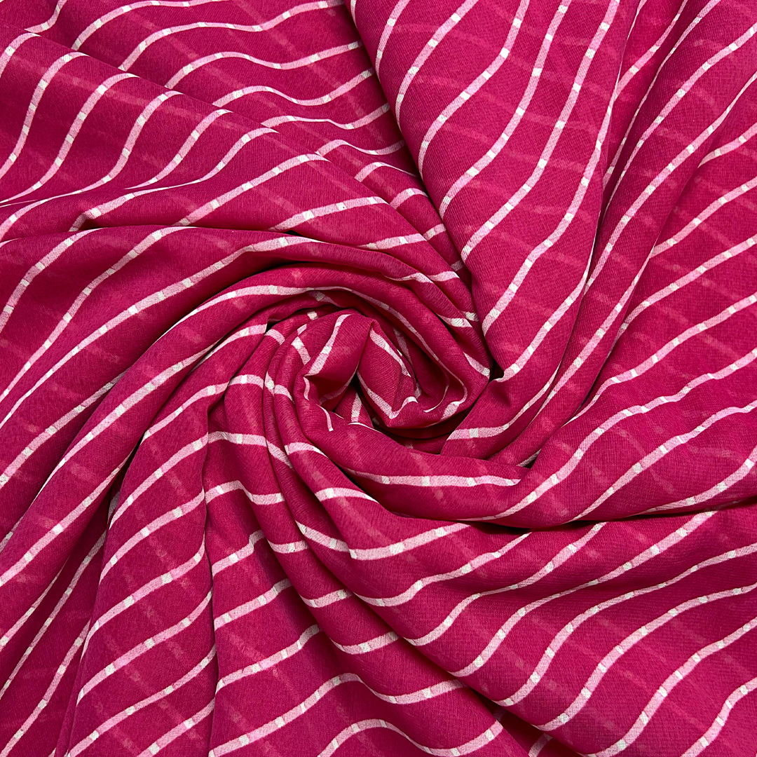 Pink Stripes Printed Georgette Fabric (Wholesale)