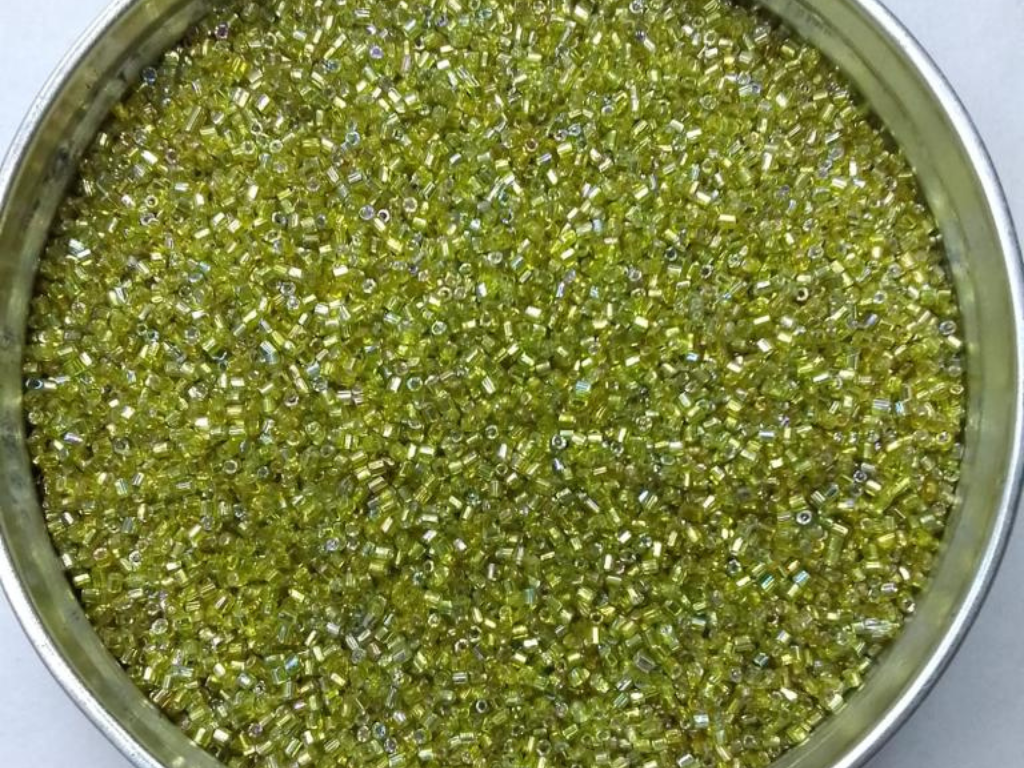 Olive Green Silverline 2 Cut Glass Seed Beads- 1.5 mm (Wholesale)