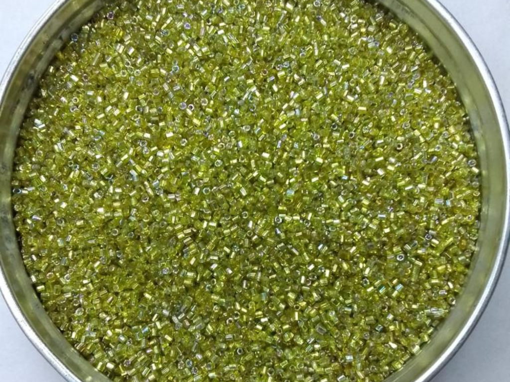 Olive Green Silverline 2 Cut Glass Seed Beads- 1.5 mm