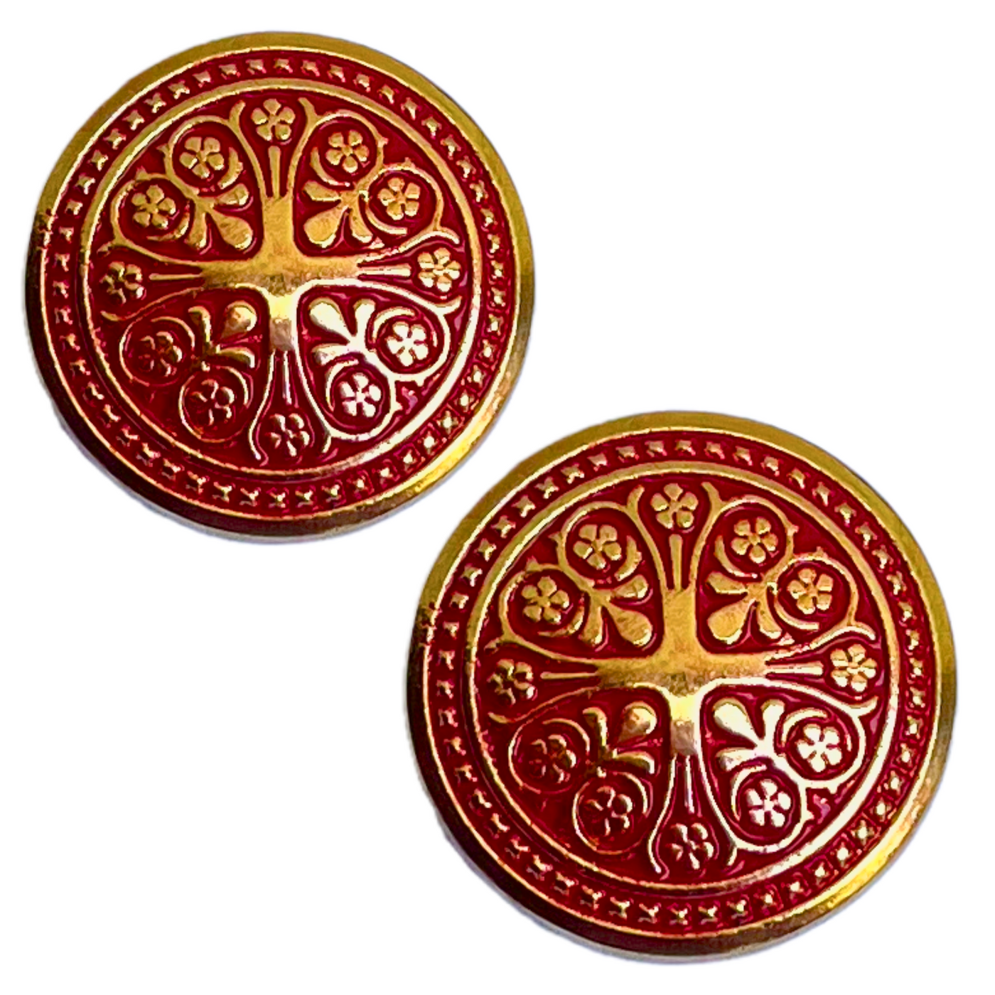 Red & Golden Color Traditional Designer 1 Hole Metal Buttons